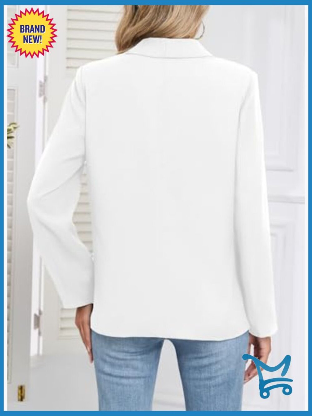 Womens Long Sleeve Blazer Open Front Work Office Suit Jacket - Picture 6 of 7